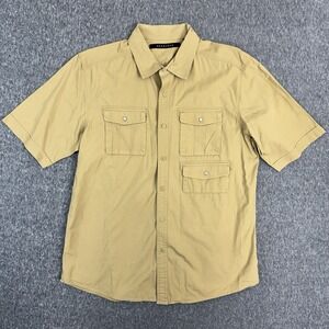 Sean John Utility Shirt Tan Short Sleeve Button Up Mens XL Cotton Casual